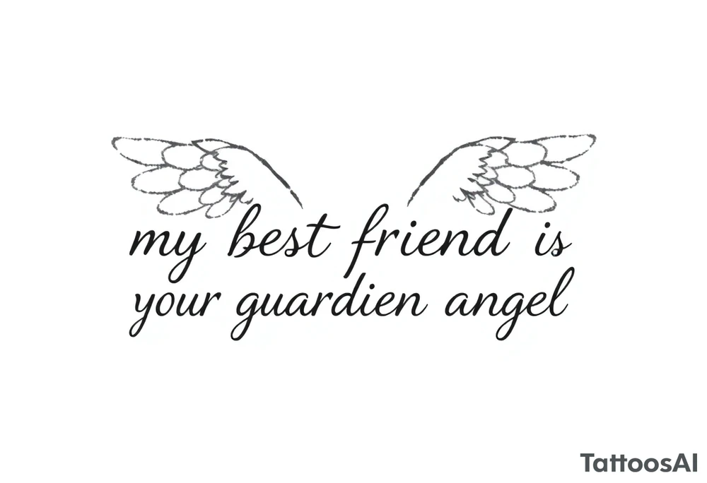 my best friend is my guardian angel with angel wings tattoo idea