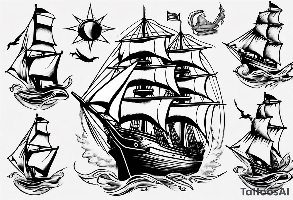 sailing ship tattoo idea