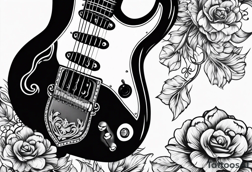 Electric guitar and baby footprints tattoo idea