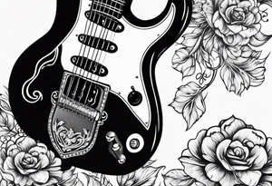 Electric guitar and baby footprints tattoo idea
