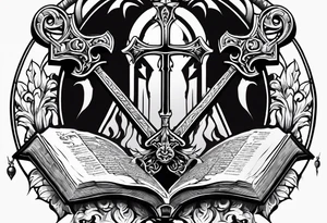 The symbol of Matthias a open Bible and a battle Axe tattoo idea