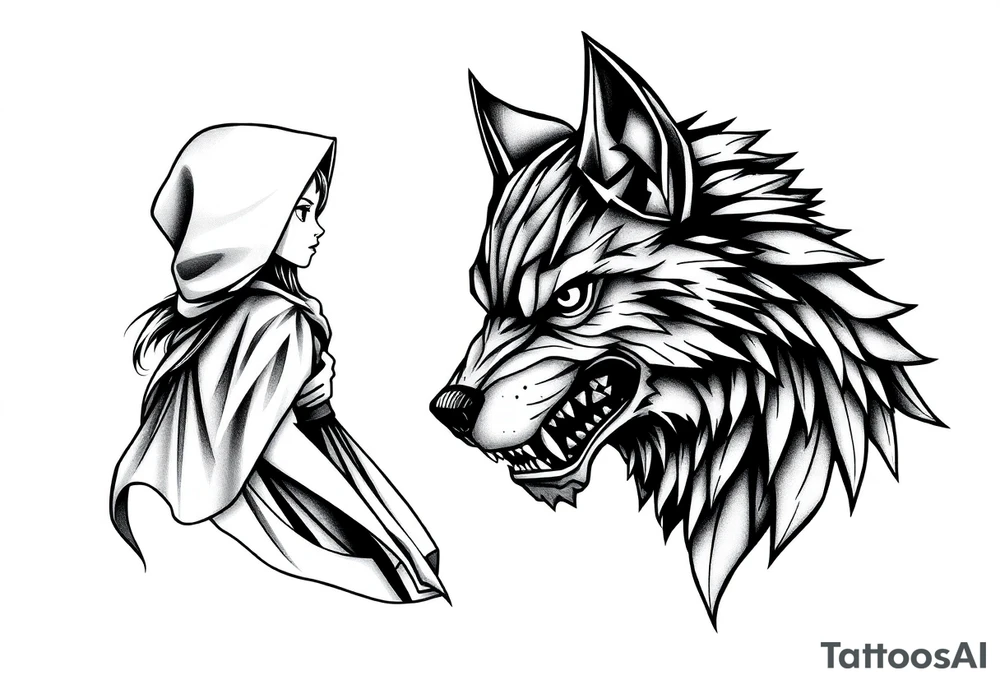 Little red riding hood and big bad wolf tattoo idea