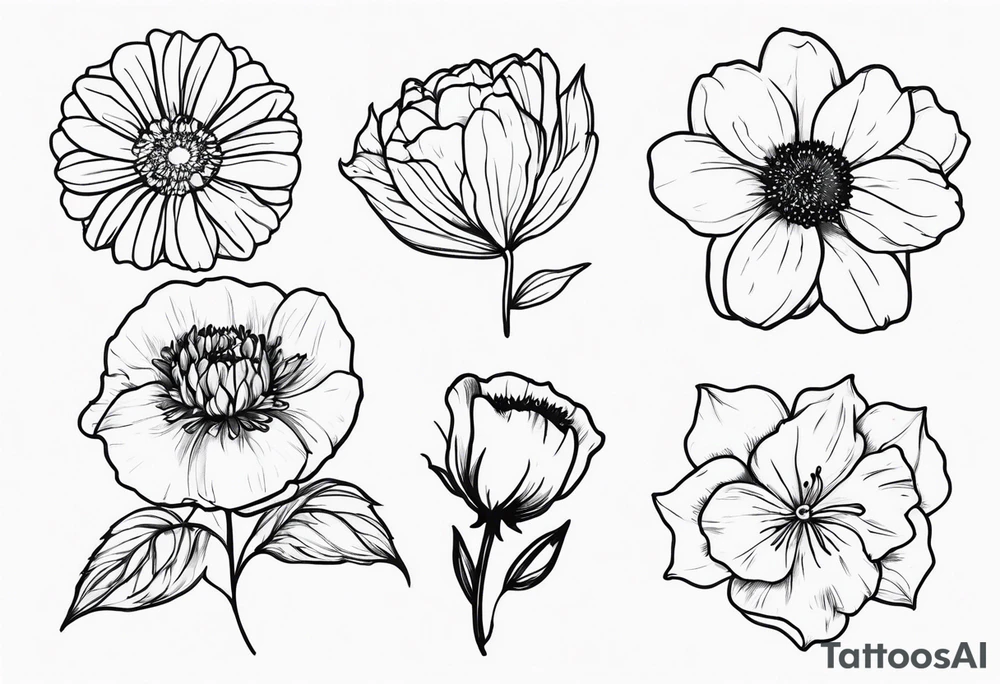 February and October birthflowers tattoo idea