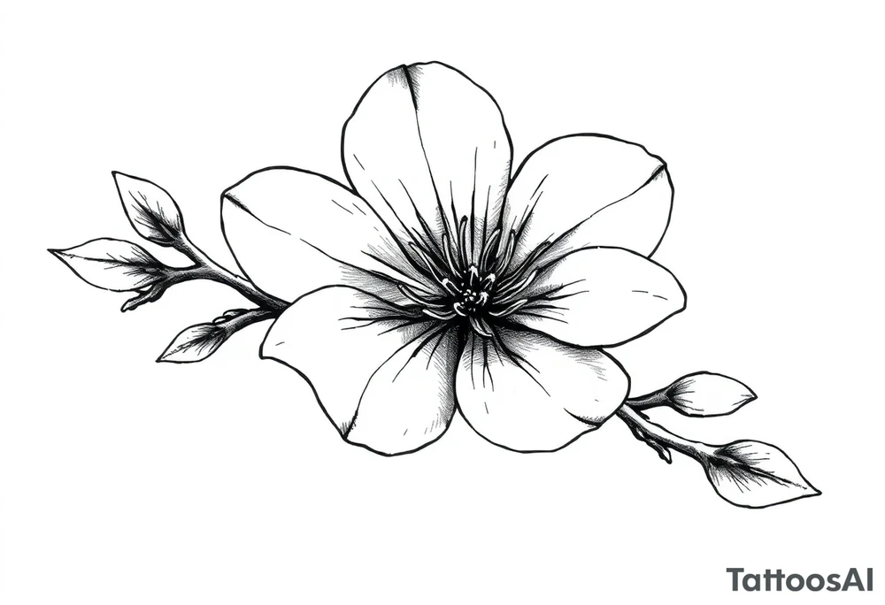 Elongated Cherry blossom with round petals tattoo idea