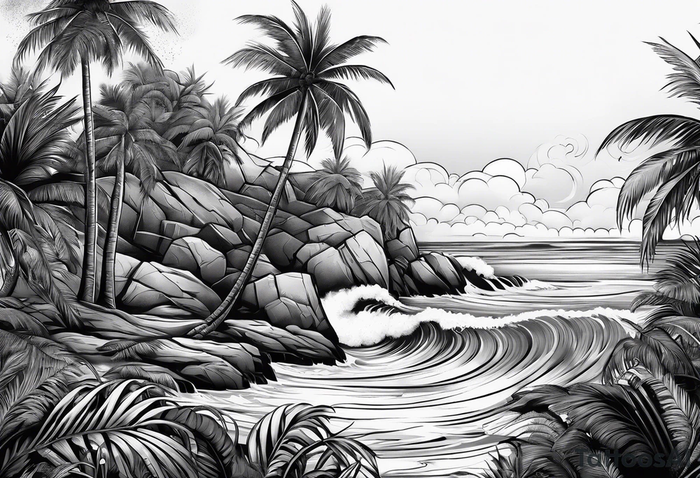 palm tree sleeve tattoo idea
