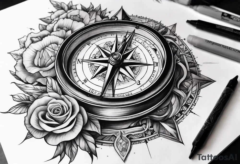 sleeve time compass god tattoo idea