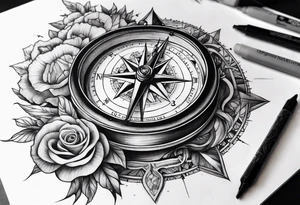 sleeve time compass god tattoo idea