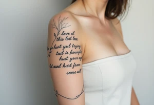 Lost hurt and trying to recover from addiction with quotes in english tattoo idea