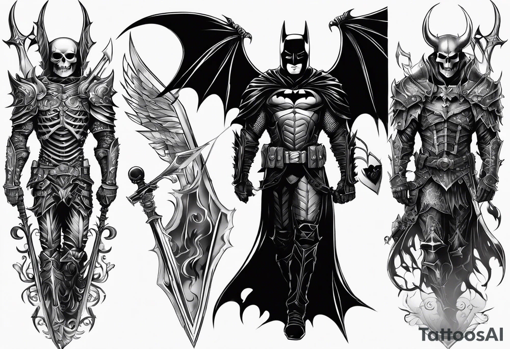 Dark knight, Skeleton tattoo idea