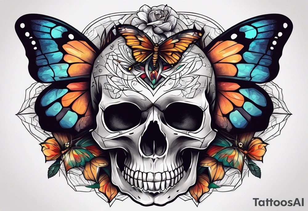 Skull and moth tattoo idea