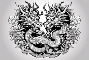 two Chinese dragons for lady design tattoo idea