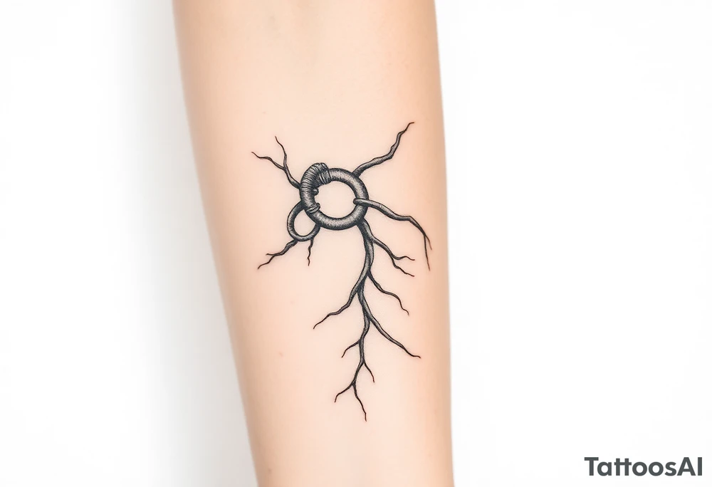 wide System of pipes that transitions and transforms at the end into thick, widespread 
veins of forearm tattoo idea