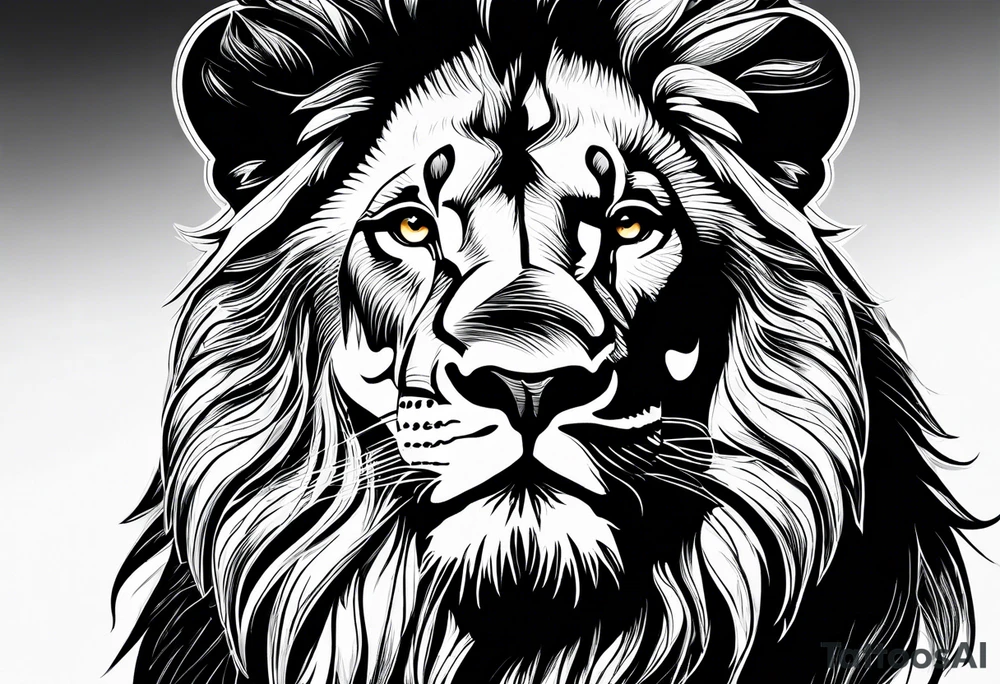powerful majestic lion, close-up tattoo idea