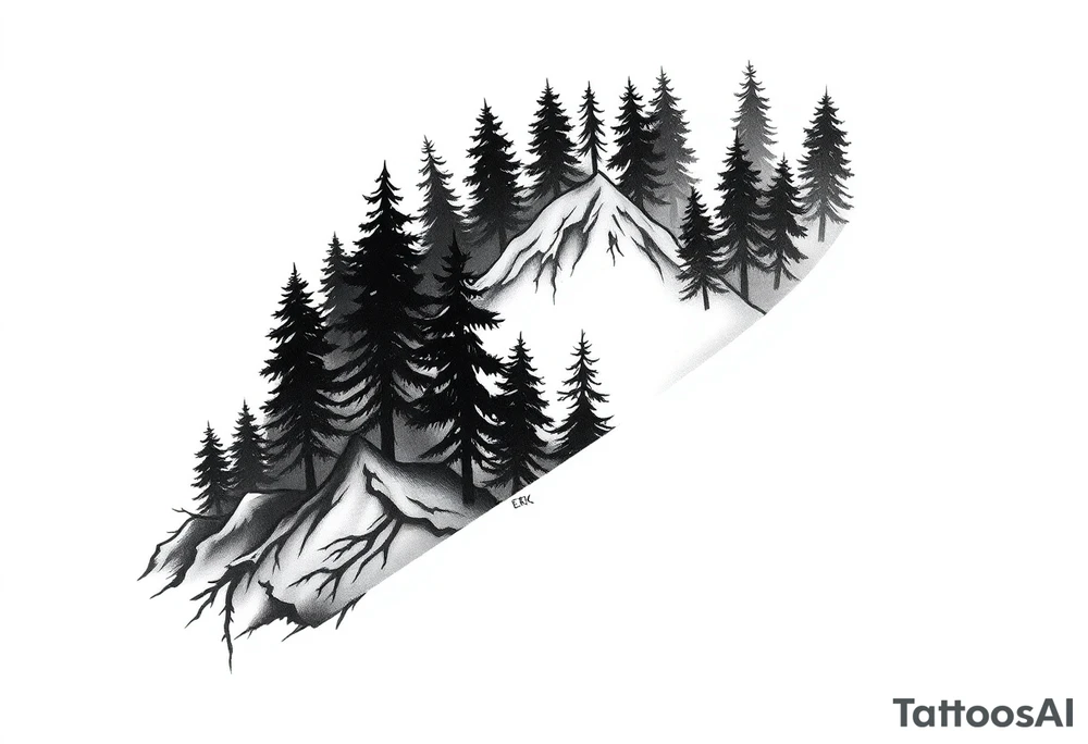 Coniferouse forest silhouette around forearm tattoo tattoo idea Coniferouse forest silhouette around forearm tattoo tattoo idea