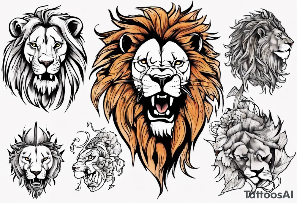 wild king lion tattoo idea