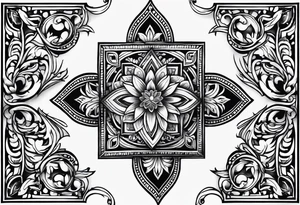Number 41 with cross and pattern tattoo idea