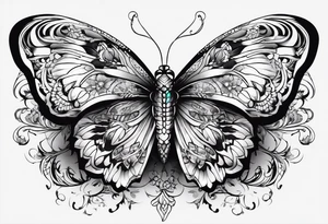 Butterflys around knife tattoo idea