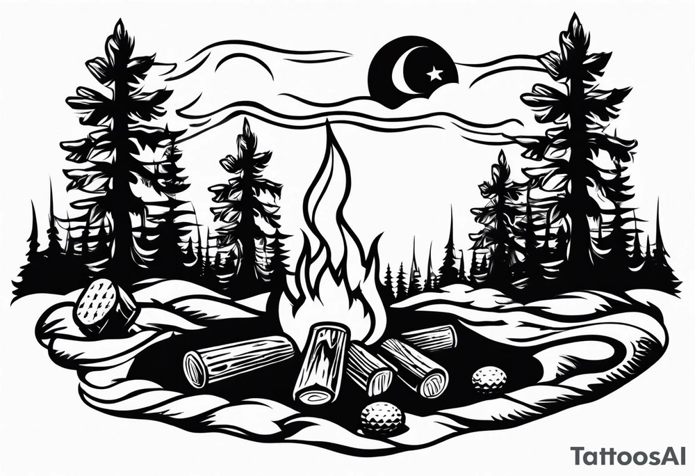 christian 
cross; campfire, golf, campfire, whiskey glass tattoo idea