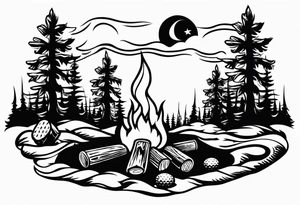 christian 
cross; campfire, golf, campfire, whiskey glass tattoo idea