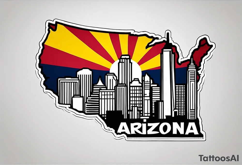 Arizona flag on top of the NYC skyline tattoo idea