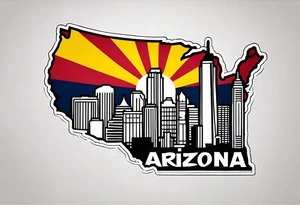 Arizona flag on top of the NYC skyline tattoo idea