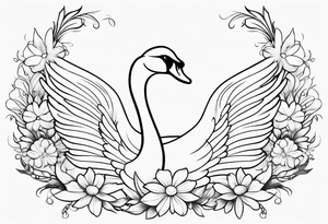 Swan outline from The Swan Princess movie incorporating a daisy flower tattoo idea