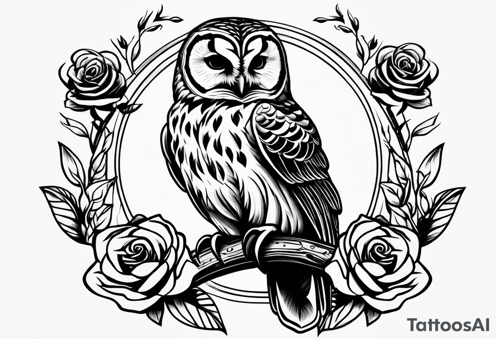 Barred owl and a rose tattoo idea