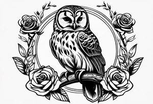 Barred owl and a rose tattoo idea