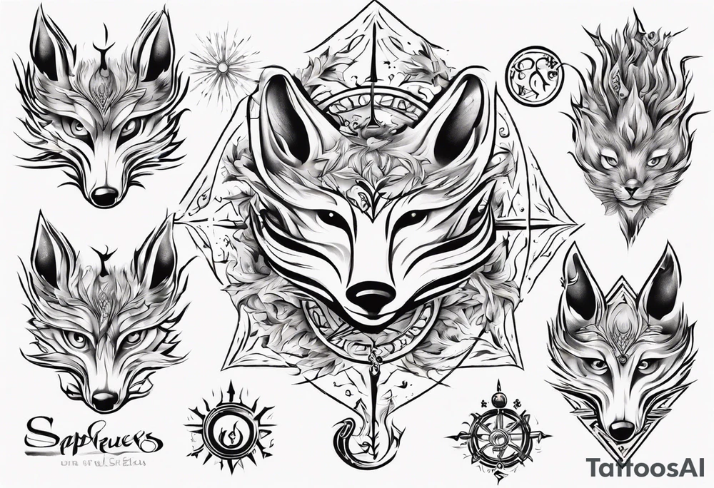 symbol eines Kriegers Wasser Eule Sonne Fuchs
un der Schriftzug : "Sapere Aude" tattoo idea