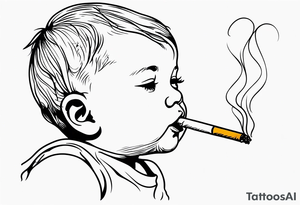 baby smoking tattoo idea
