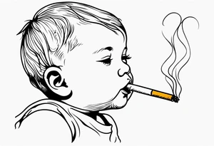 baby smoking tattoo idea