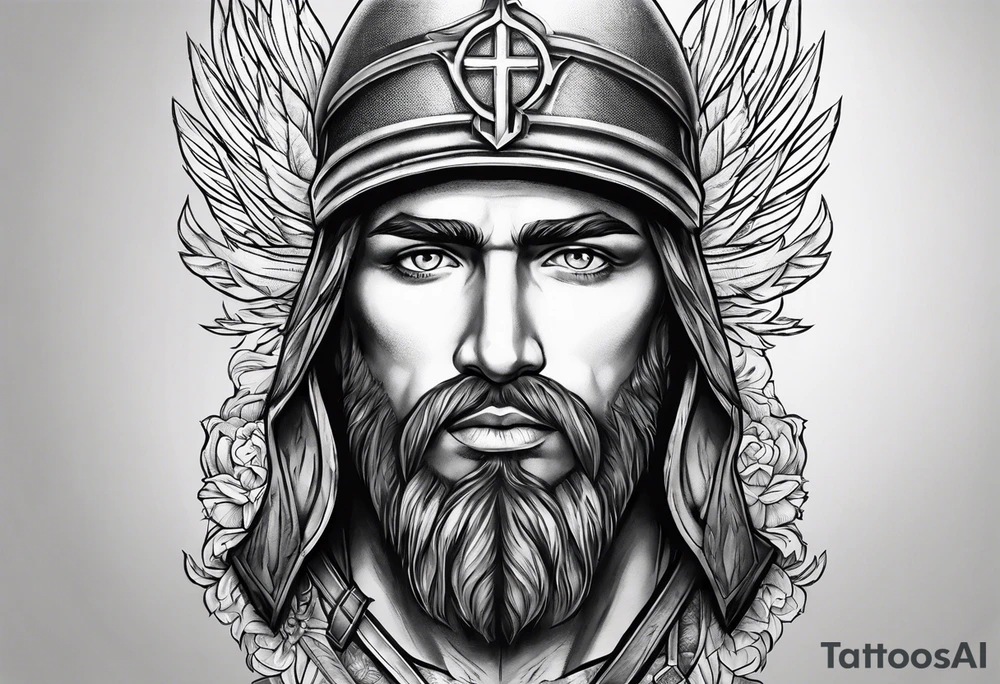 Religious tattoo representing a soldier of Christ tattoo idea