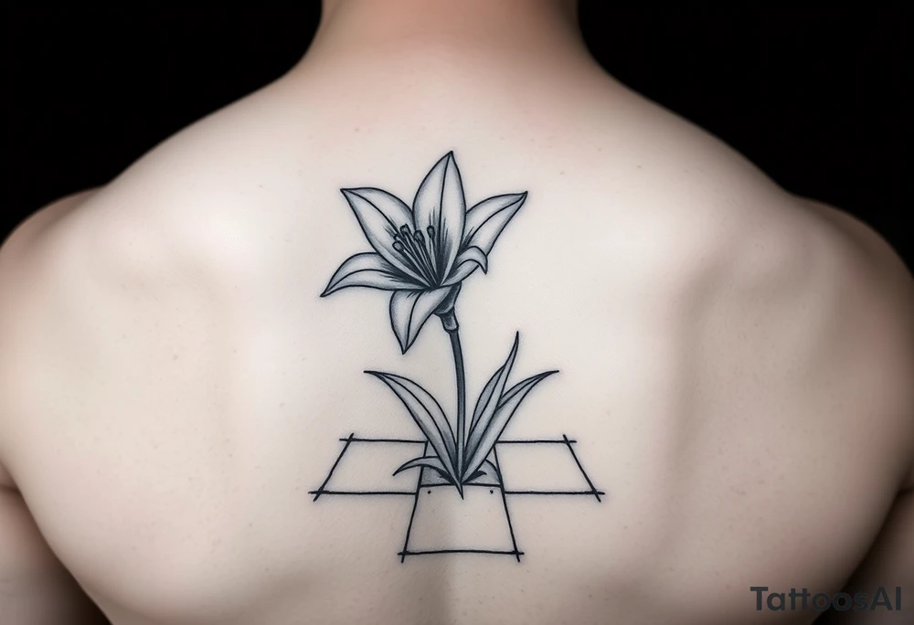 lily coming up out of the tile floor tattoo idea