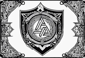 Valhalla shield sword axe Valknut chains tattoo idea