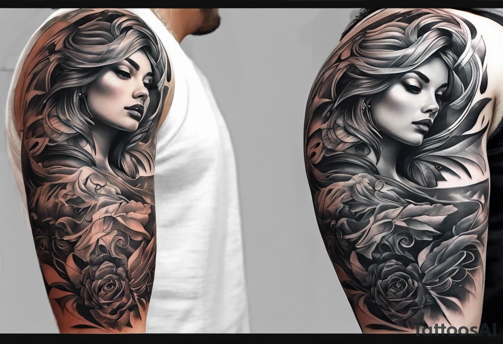 full sleeve tattoo from hand to shoulder sketch tattoo idea