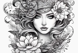 sea,, night, flower, tattoo idea