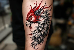凤凰 (fènghuáng, “phoenix”) in red and crimson expresses grace through rebirth and resilience. tattoo idea