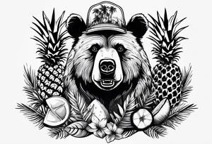 Bear loves pineapples and coconuts tattoo idea