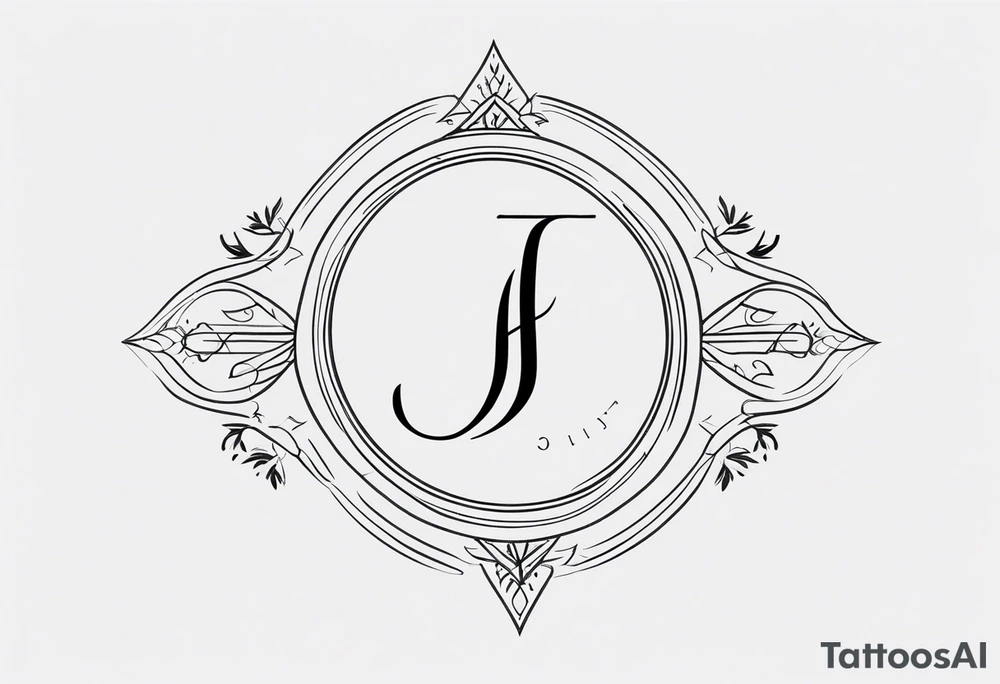 Monogram design that is simple and text only with the letters J E and M all caps tattoo idea