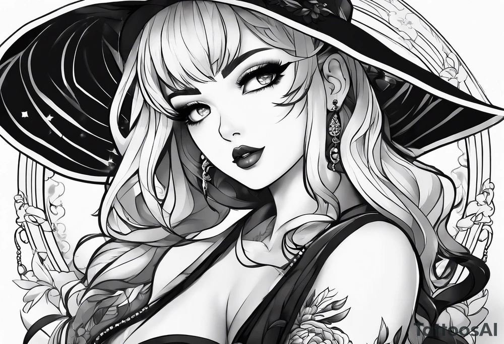 hot anime pinup tattoo idea