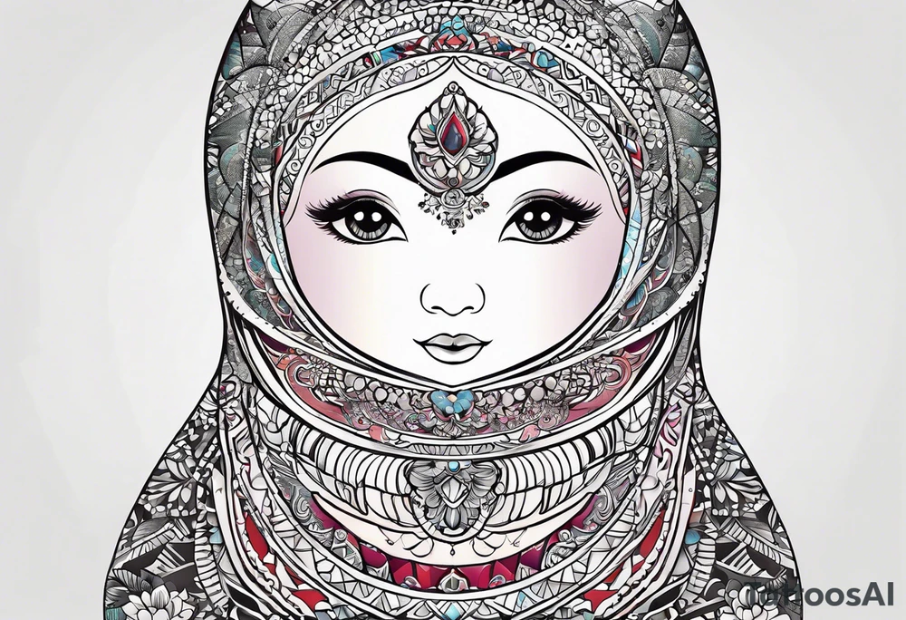 Matryoshka with geometric design, tattoo idea
