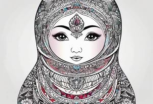 Matryoshka with geometric design, tattoo idea