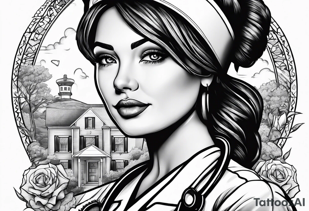 Nurse wearing PPE tattoo idea