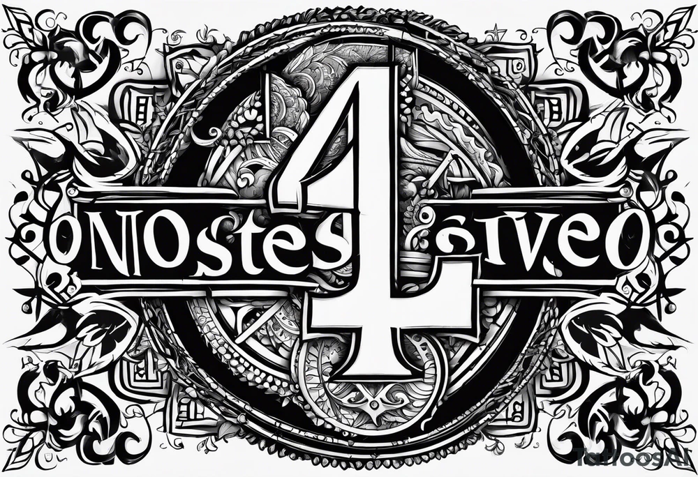 The number 44, around it the text “no one survive” tattoo idea The number 44, around it the text “no one survive” tattoo idea
