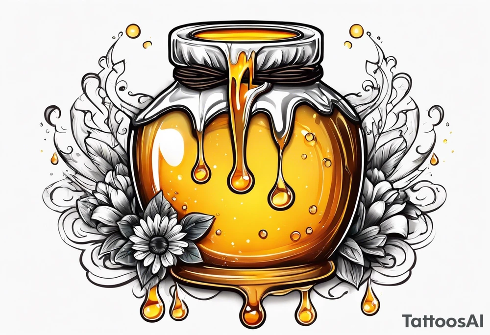 pot of honey with drips of honey spilling over tattoo idea