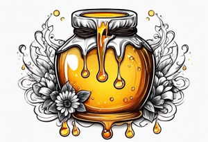 pot of honey with drips of honey spilling over tattoo idea