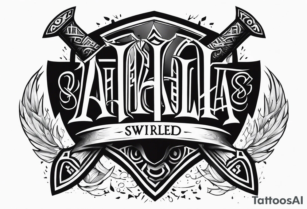 Valhalla sword shield axe fire tattoo idea