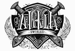 Valhalla sword shield axe fire tattoo idea
