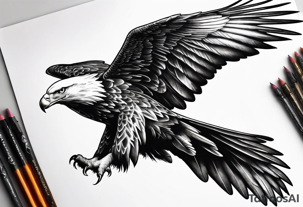 Powerful flying eagle tattoo idea