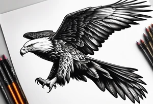 Powerful flying eagle tattoo idea